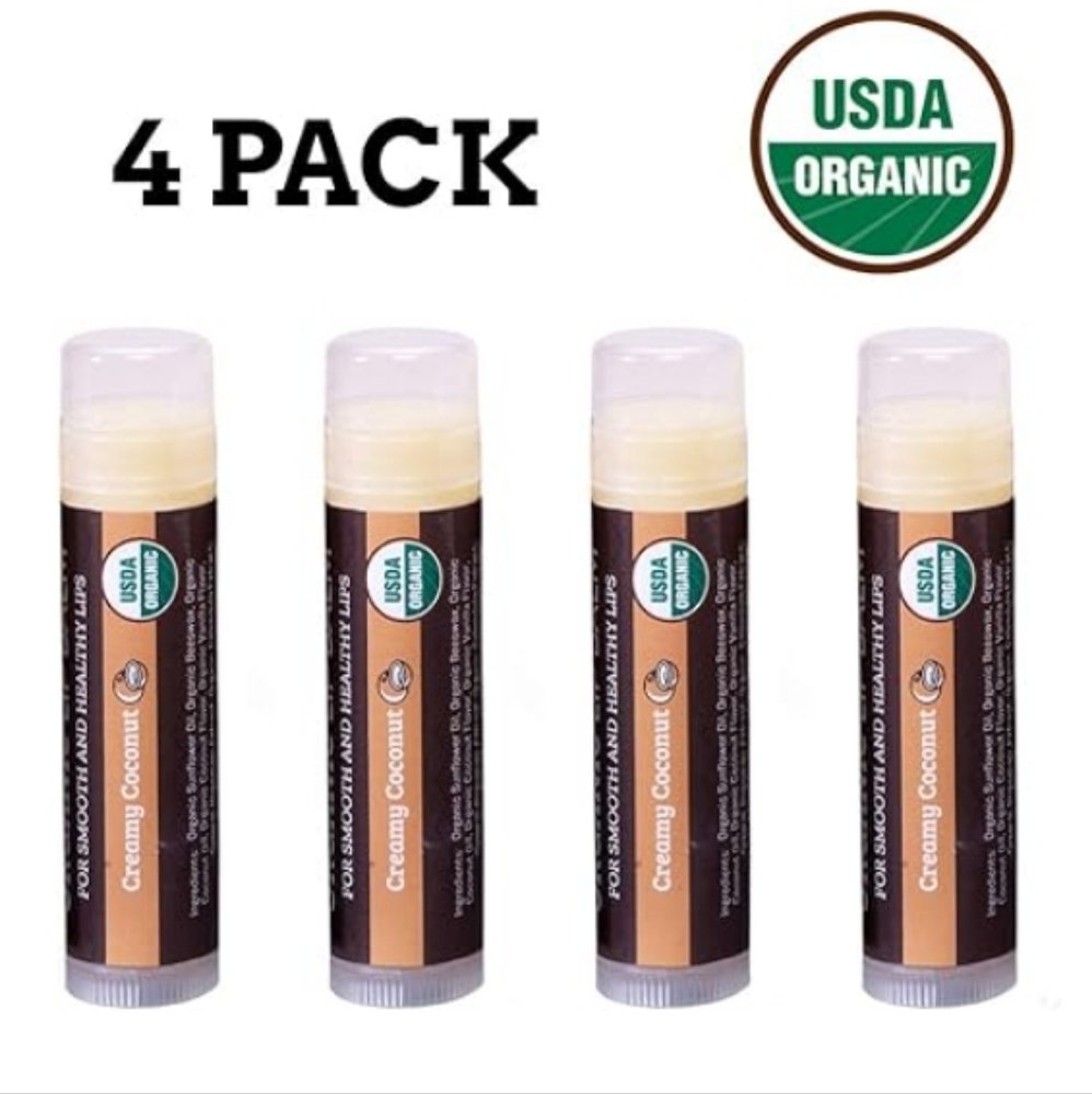 4Pack Organic Best Lip Balm Repair Chapstick For Dry Cracked Lips